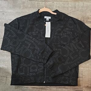 New Calvin Klein Activewear jacket full zip black silver foil logo[M]